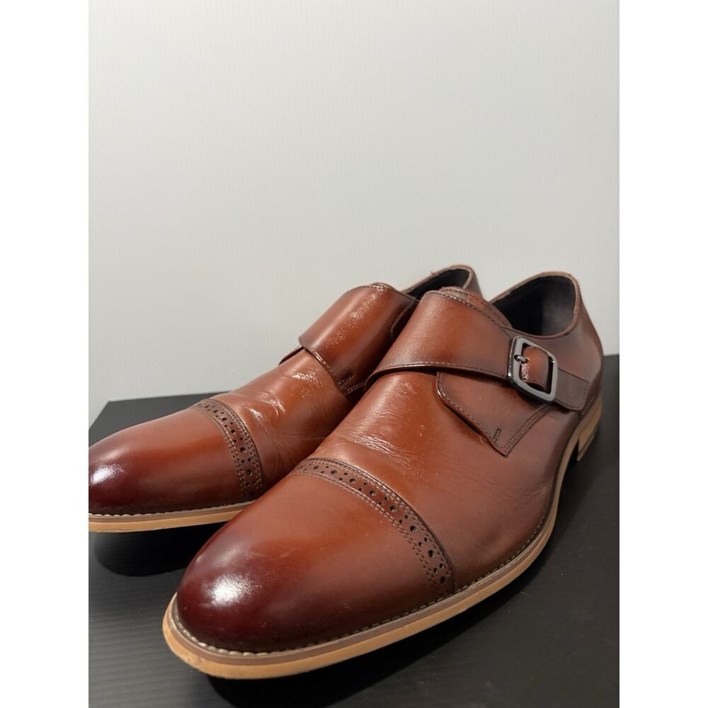 Stacy Adams Shoes Desmond Cap Toe Monk Strap Cognac Men’s Size 12